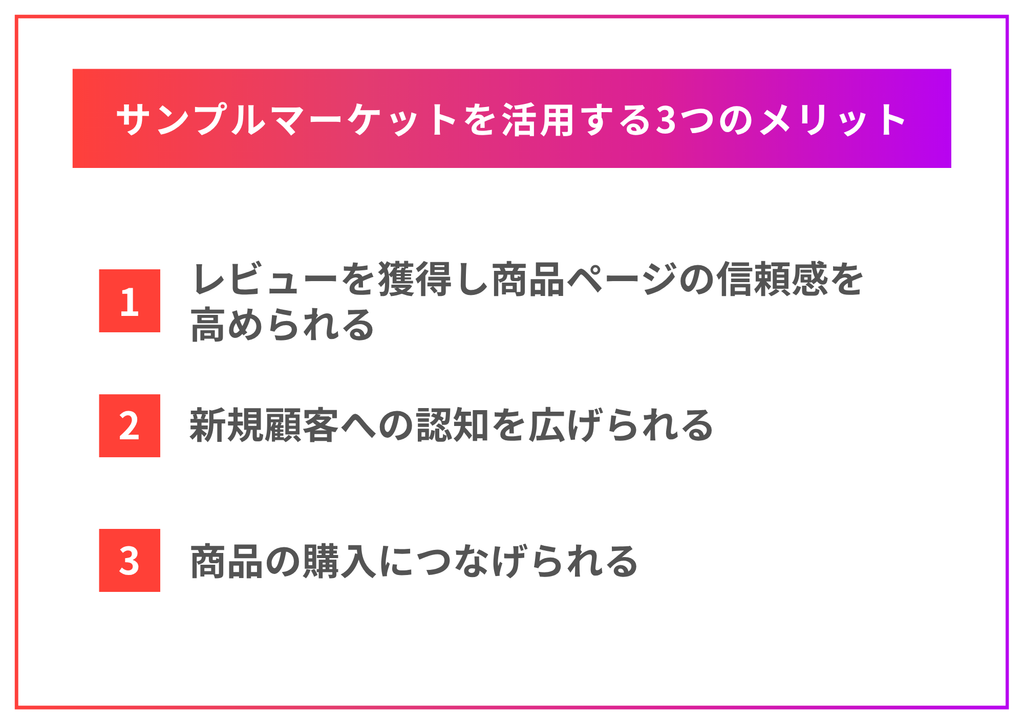 サンプルマーケットを活用する3つのメリット