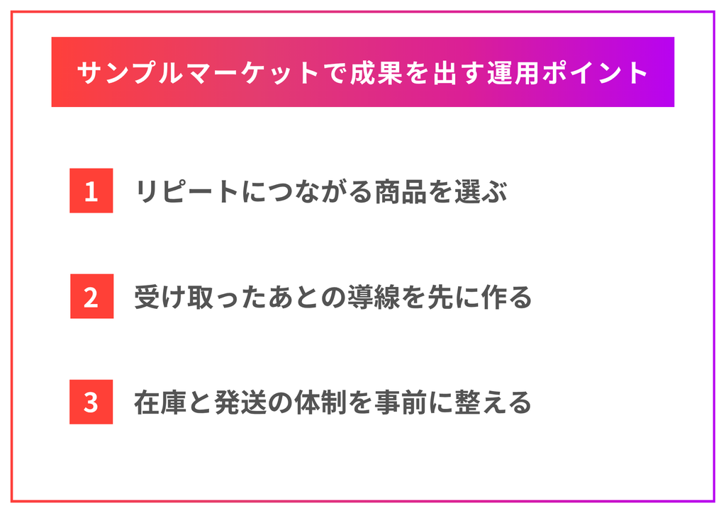 サンプルマーケットで成果を出す運用ポイント